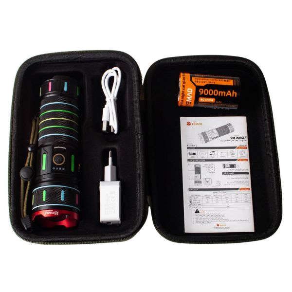 Ліхтар YEMAO YM-G634-1, 2500 LM, акумулятор 40700 (9000 mAh), чохол, блок живлення