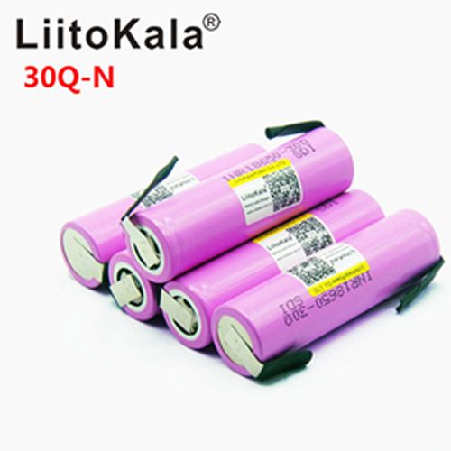 Акумулятор 18650, LiitoKala 30Q-N, 3000mAh, з контактами під паяння
