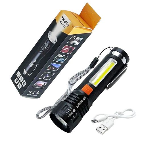 Ліхтар Bailong BL-P716-P50+COB (white+red), Li-Ion акумулятор, zoom, ЗУ Type-C