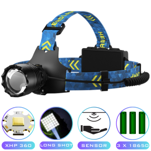 Фонарь налобный BL-25CC-P360, 3x18650, Power Bank, ЗУ Type-C, zoom