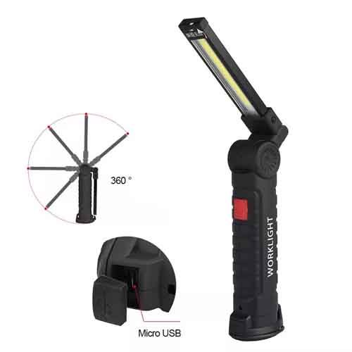 Ліхтарик туристичний WORKLIGHT-W52-SMD+COB (white+red), Li-Ion аккум., поворот180º+180º, магнит