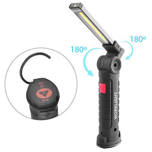 Ліхтарик туристичний WORKLIGHT-W52-SMD+COB (white+red), Li-Ion аккум., поворот180º+180º, магнит