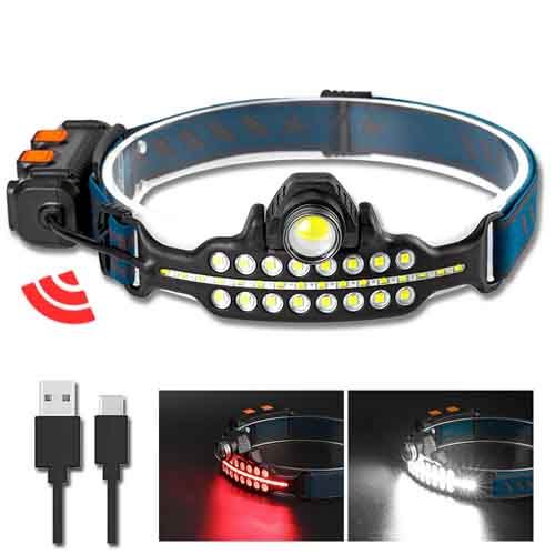 Ліхтар налобний BL-W690-LTS+SMD (white+red), Motion Sensor, Li-Ion акумулятор, zoom, ЗУ Type-C, Box