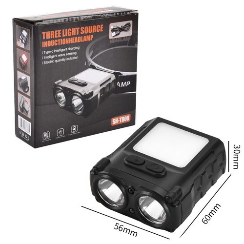 Фонарь налобный SH-T808-2XPE+20SMD(white+red)