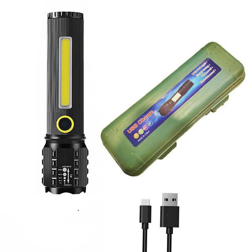 Фонарь C71-P50+COB, ЗУ mircoUSB, встроенный аккумулятор, zoom, Box