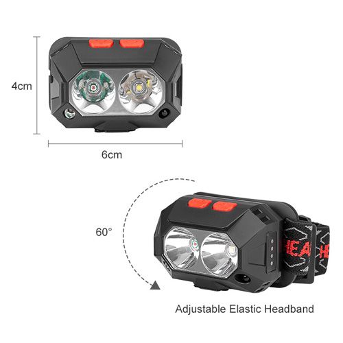 Фонарь налобный PLD-SL02-XPG(white+red)