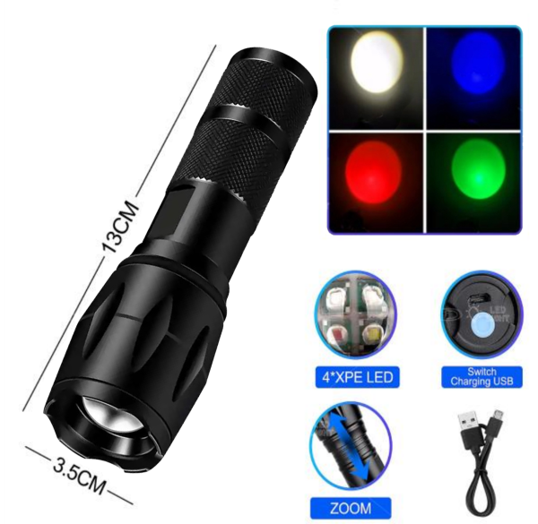 Фонарь X10-4XPE LED (WHITE+RED+BLUE+GREEN)