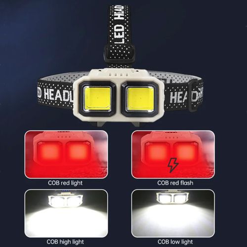 Фонарь налобный HX-816S-2COB(white+red), Motion Sensor