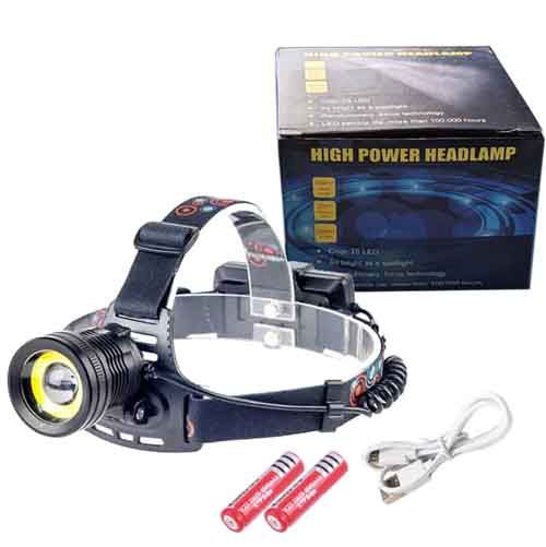 Фонарь налобный BL-A19-GT200+COB, 2x18650, zoom, ЗУ microUSB