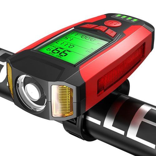 Велофара з комп'ютером, сигналом та сигналізацією AS0808-XPG+2LED(yellow)+2COB(red), виносна кнопка