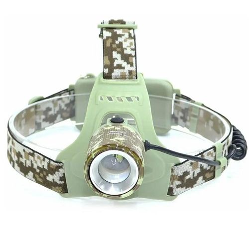 Фонарь налобный CH-002M-T6 camouflage, 2х18650, signal light, zoom, ЗУ Type-C, Box