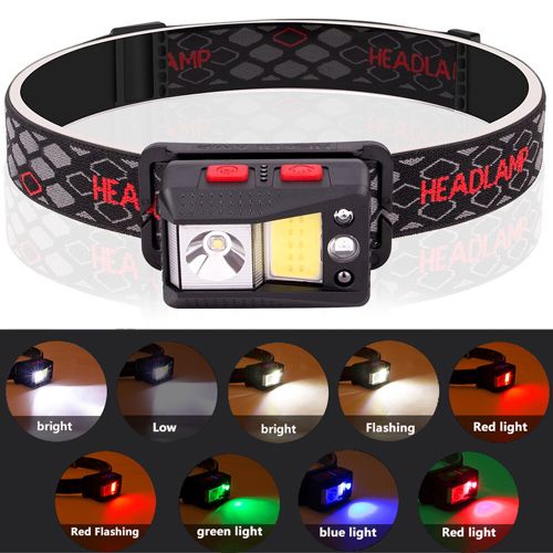 Налобный фонарик SL09-1L2+COB+LED (Red+Green+Blue), ЗУ Type-C