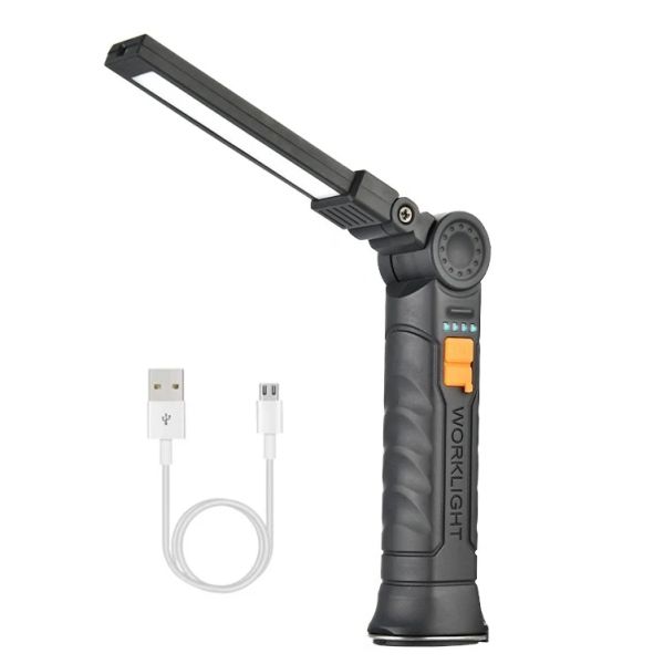 Фонарик WORKLIGHT-G52-LED+COB, Li-Ion аккумулятор, поворот 180º+180º, магнит, крюк, ЗУ Type-C