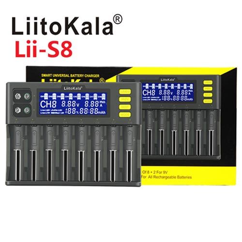 Зарядное устройство LiitoKala Lii-S8, 8х -AA, AAA, 18650, 26650, 21700 Li-ion, LiFePo4, Ni-Mh