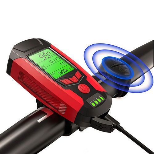 Велофара з комп'ютером, сигналом та сигналізацією AS0808-XPG+2LED(yellow)+2COB(red), виносна кнопка