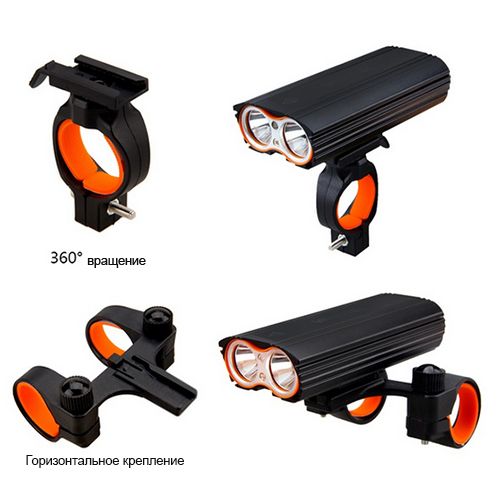 Велофара LR-Y2Pro-2T6 DUAL MEGALIGHT, ALUMINUM, индикатор зарядки