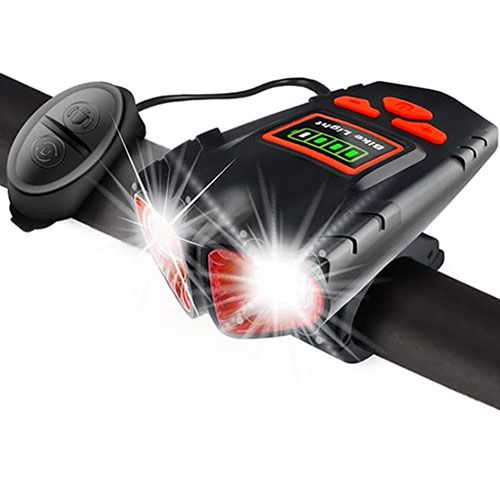 Велозвонок+ фара 580-2T6, 120 LUMEN, выносная кнопка, ЗУ micro USB
